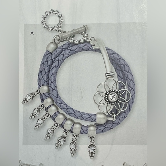 NWT Keeper wrap bracelet with blue leather strap and crystals silver plated - Picture 1 of 6